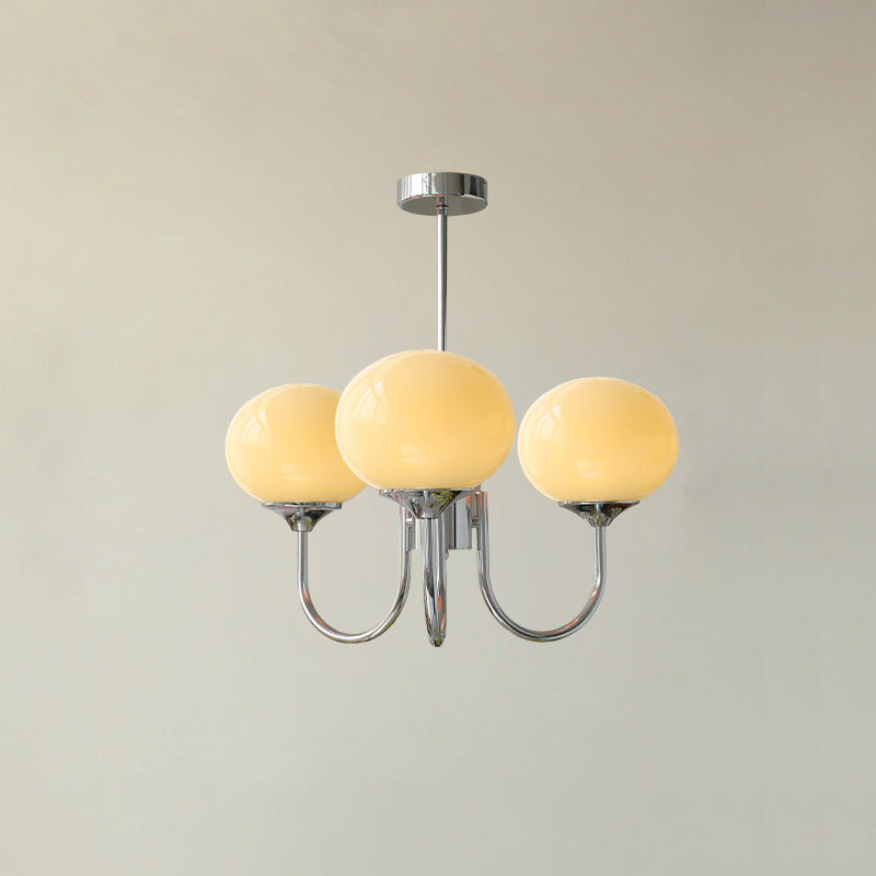 Front view of 3-head chrome chandelier