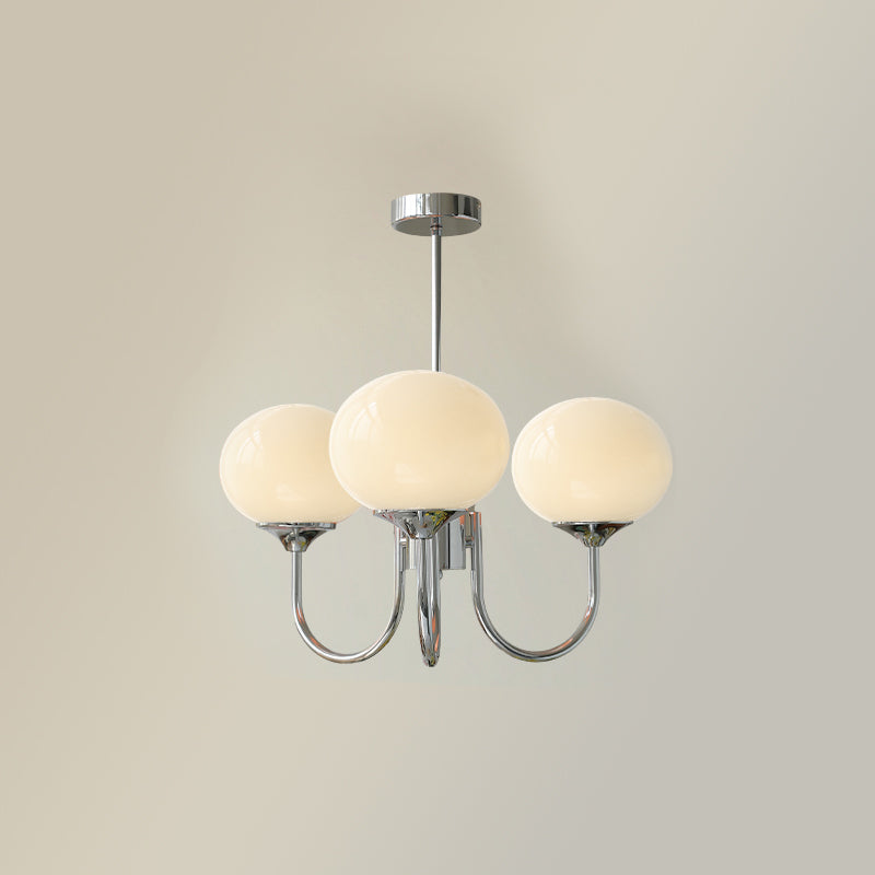 Angled view of chandelier's ceiling plate