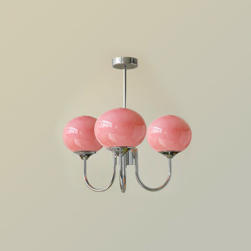 Full view of 5-head chrome chandelier