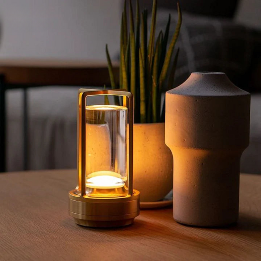 Detail shot of the table lamp's LED light source