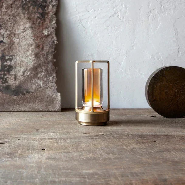Table lamp placed on a side table in a living room