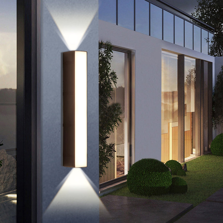 Front view of the rectangular outdoor wall light