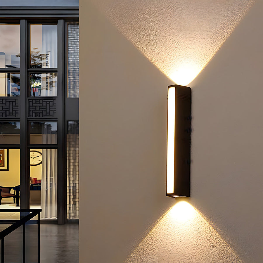 Outdoor wall light shown with warm light setting