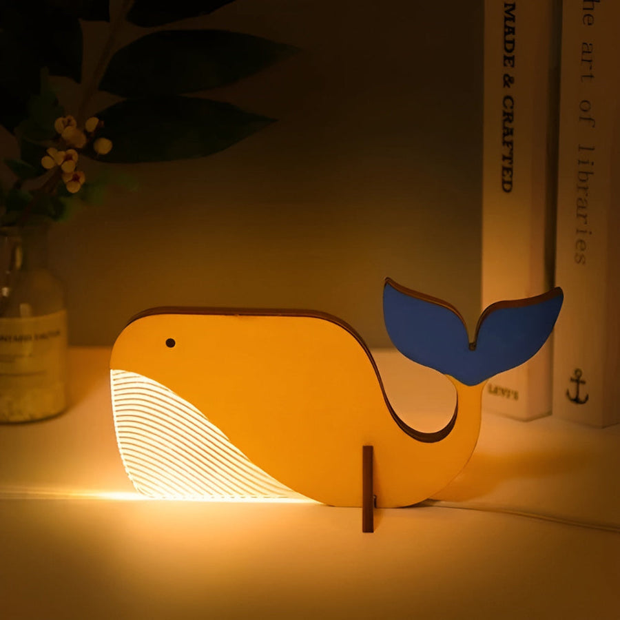 Close-up of the table lamp's LED night light feature