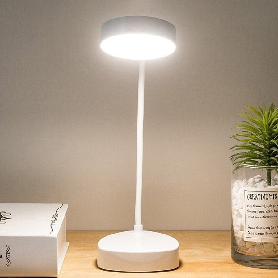 Close-up view of the desk lamp's flexible neck and base