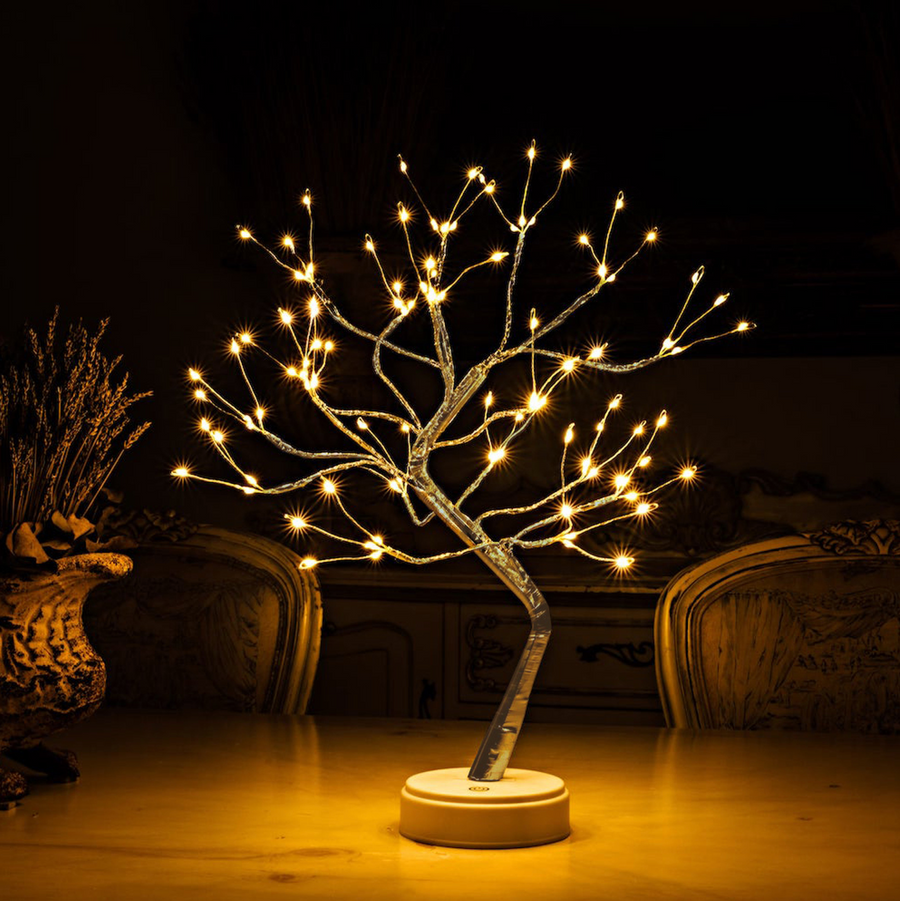 Close-up view of the tree-shaped LED table lamp branches