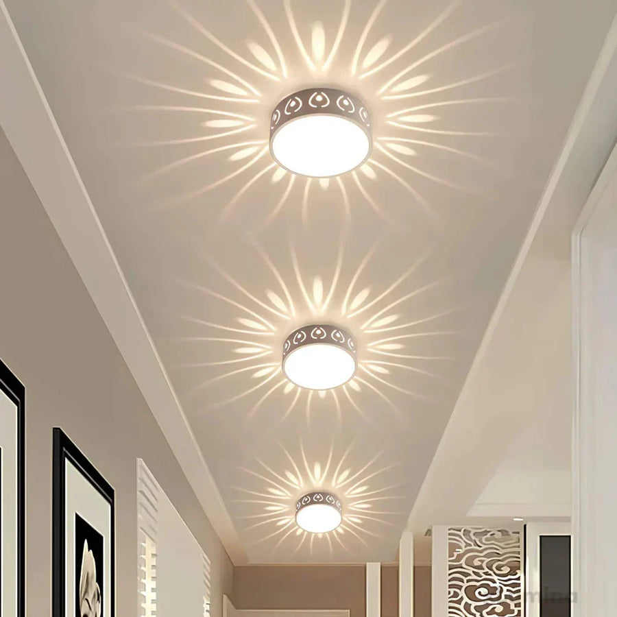 Close-up view of the modern LED ceiling light