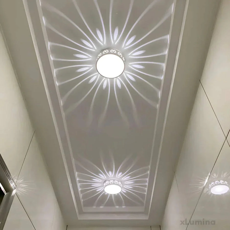 Modern LED ceiling light installed in a living space
