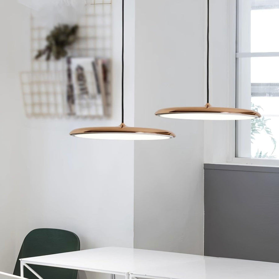 Side view of the pendant light cord and canopy