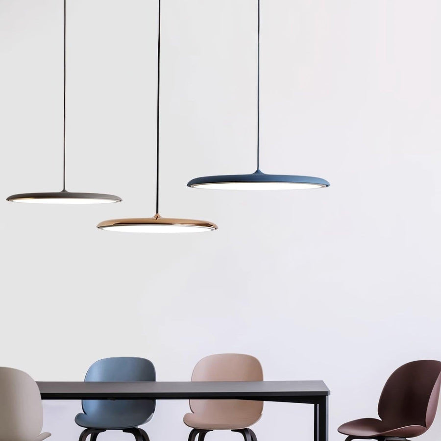 Pendant light detail showing LED light source