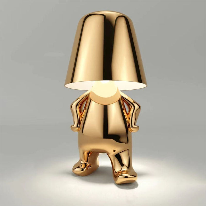 Close-up of the modern rechargeable LED table lamp's base