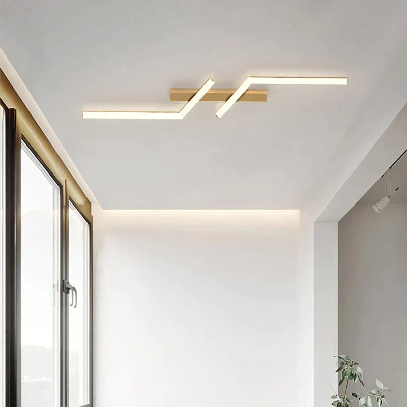 Close-up of the modern, sleek LED ceiling light