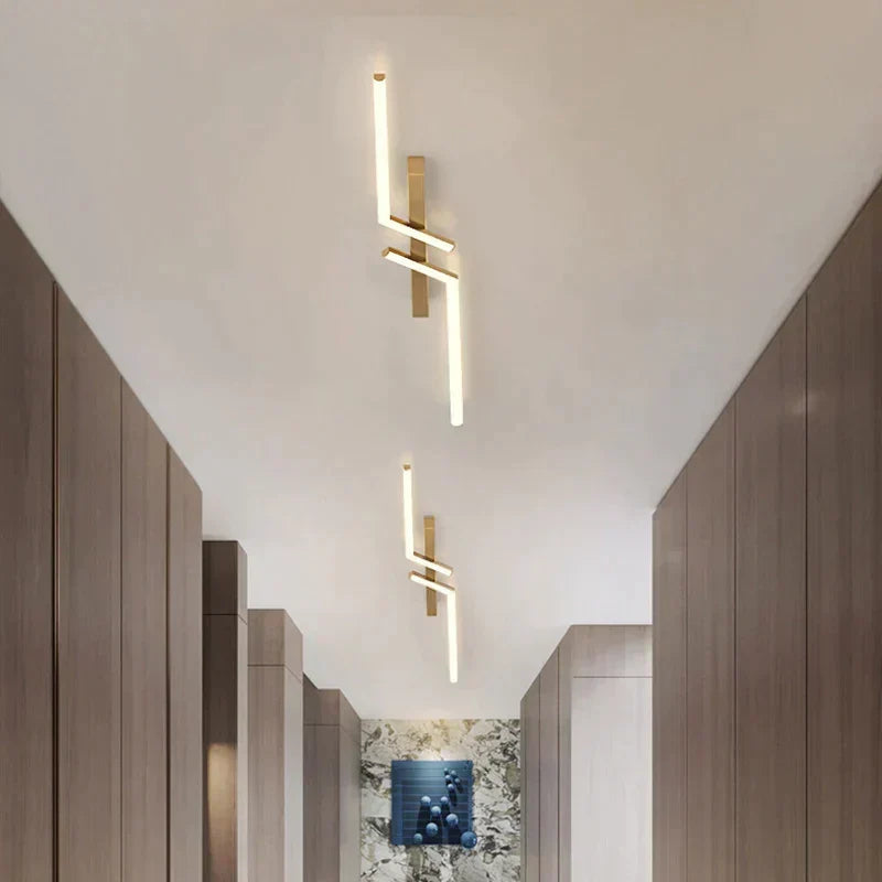 Detail view of the modern, sleek LED ceiling light