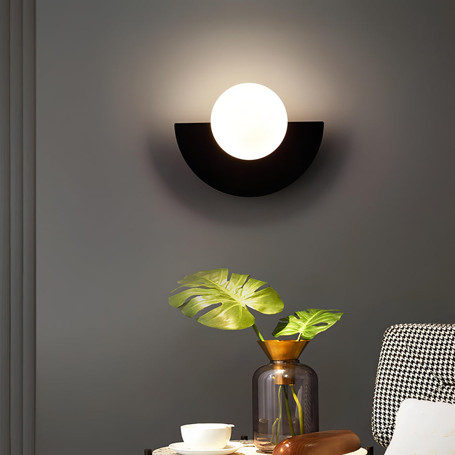 Close-up of the half-circle LED wall lamp design