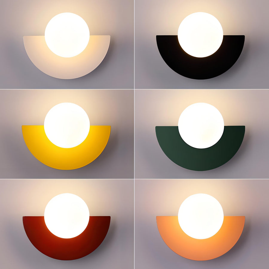 Detail shot of the LED wall lamp's curved shape