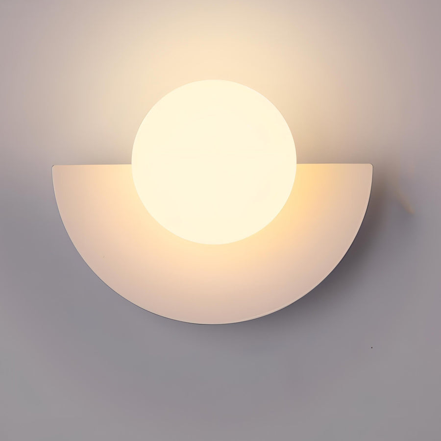 Half-circle wall lamp shown in white finish