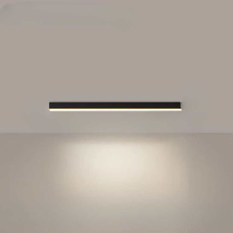 Close-up of the LED strip inside the linear ceiling light