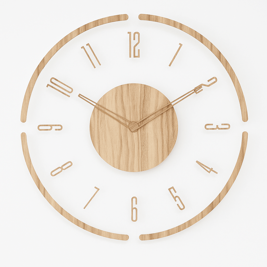 Minimalist Nordic wall clock shown in a room setting
