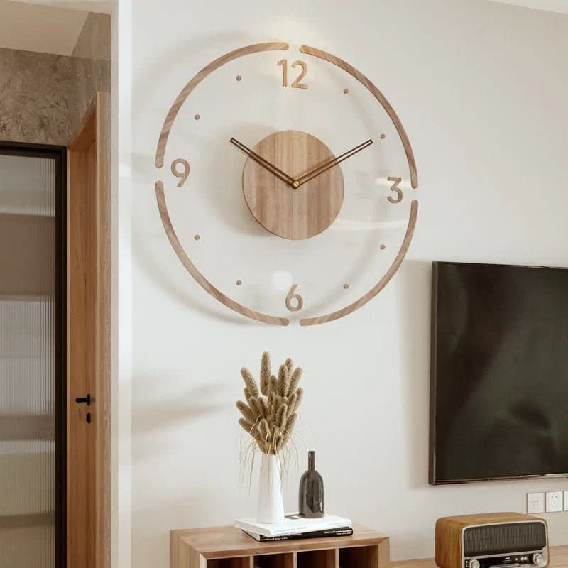 Minimalist Nordic wall clock hanging on a wall