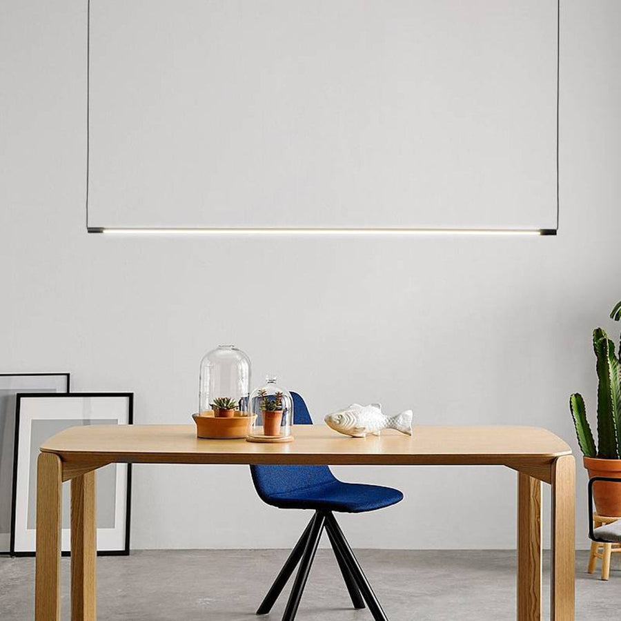 Detail view of the black metal pendant light design
