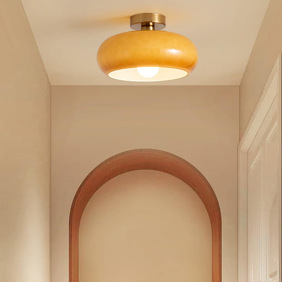 Side view of the round glass pendant shade