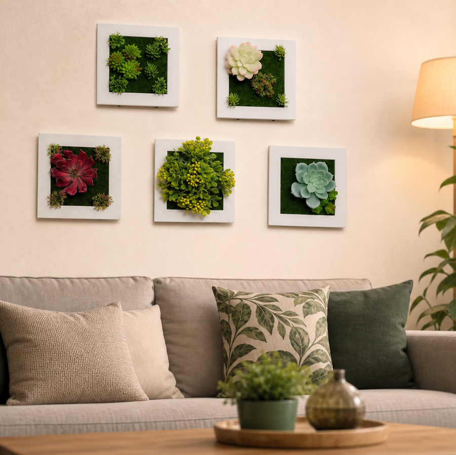 Plant frame decor placed on an office wall