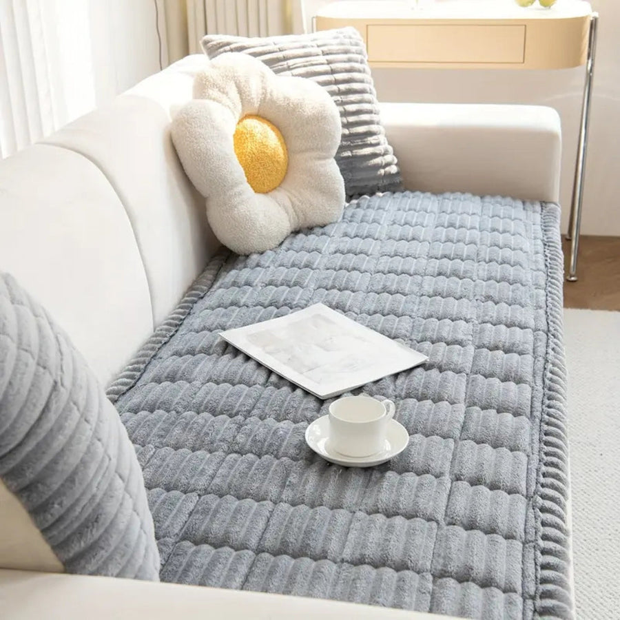 Sofa cover shown in fresh meadow color