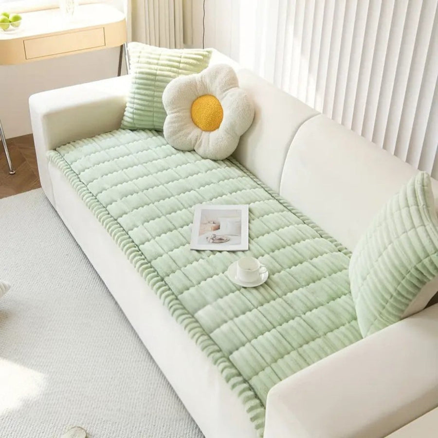 Sofa cover shown in sand haven color