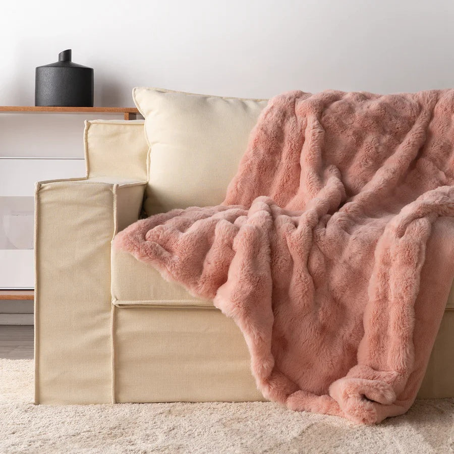 Throw blanket displayed with size options shown