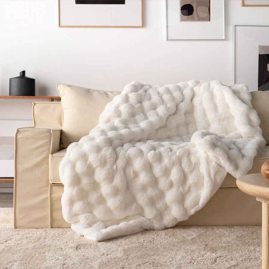 Full view of the throw blanket spread out flat