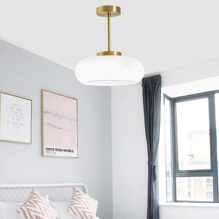 Round ceiling light fixture with white finish