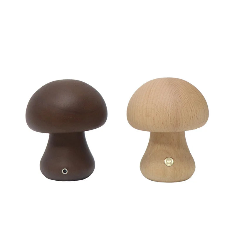 Side view of the wooden base of the touch table lamp