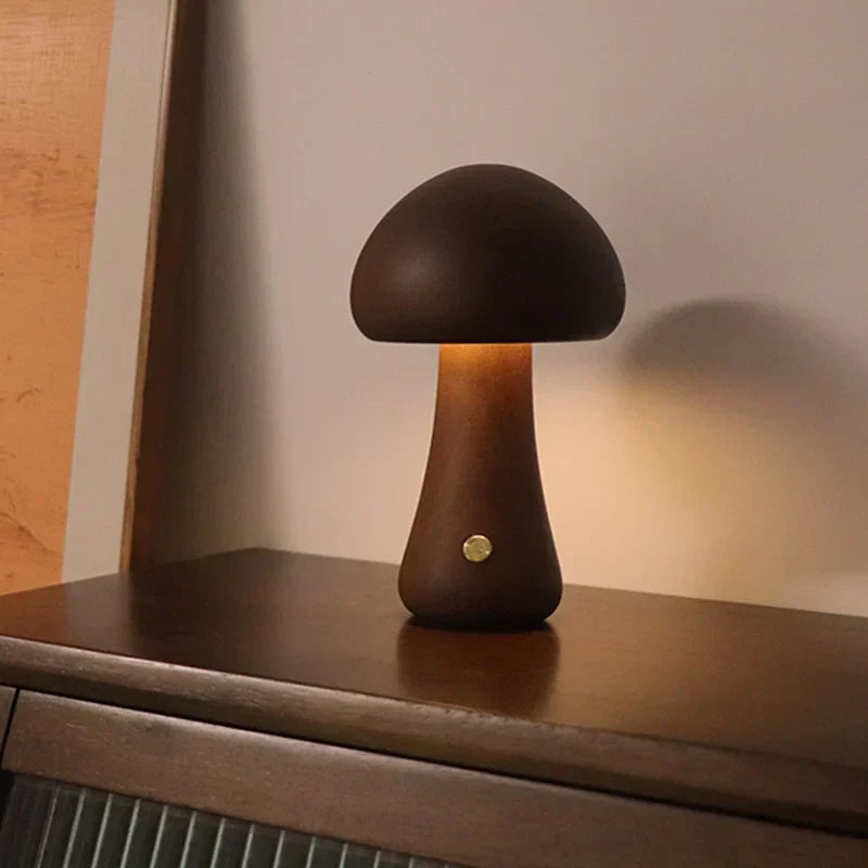 Mushroom-shaped touch lamp displayed against a neutral background