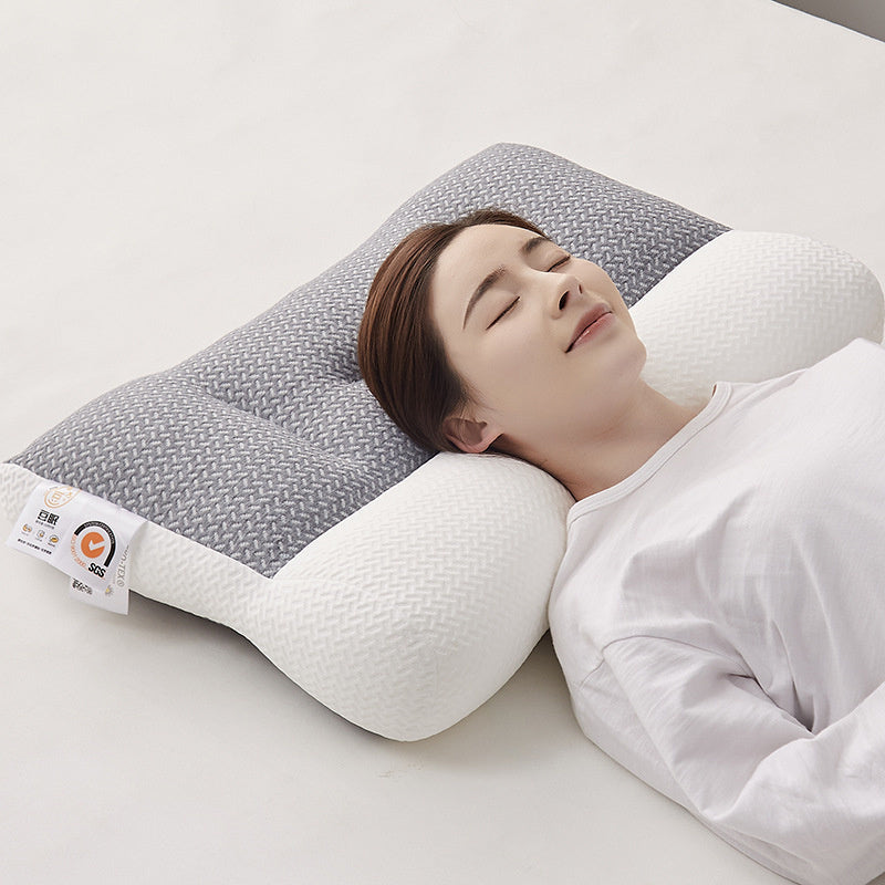 Side view of the memory foam neck pillow's shape and texture