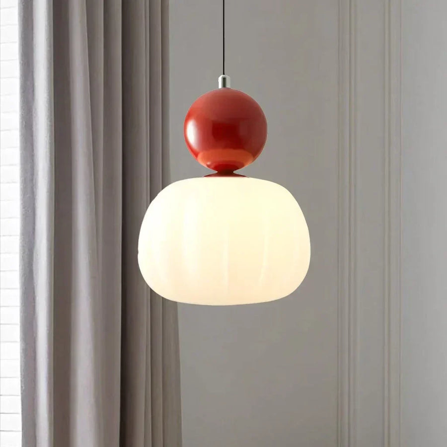Close-up of the LED bulb inside the pendant light shade