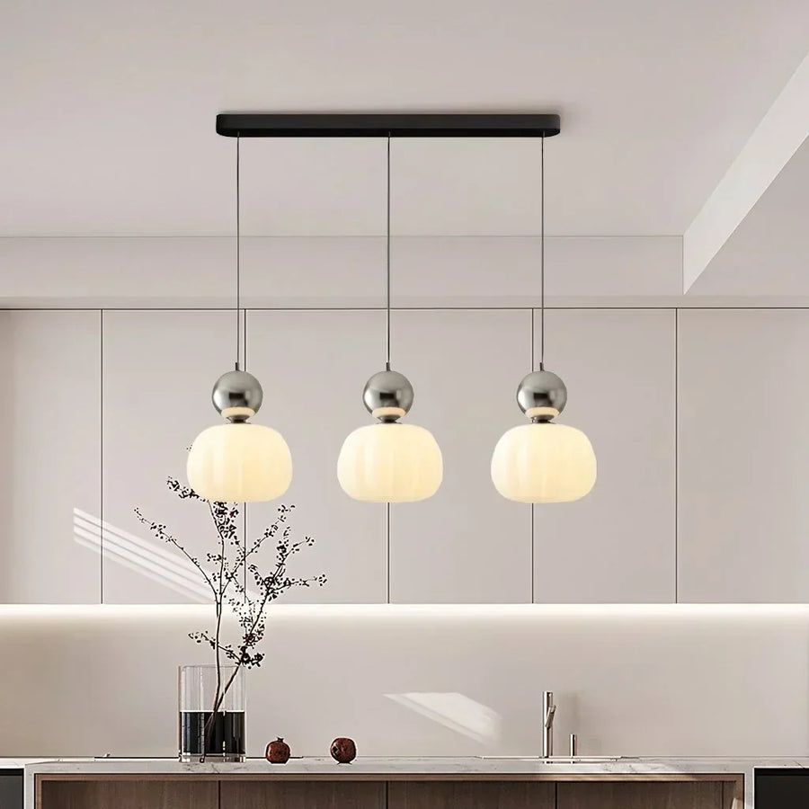 Pendant light turned off, showing the frame design