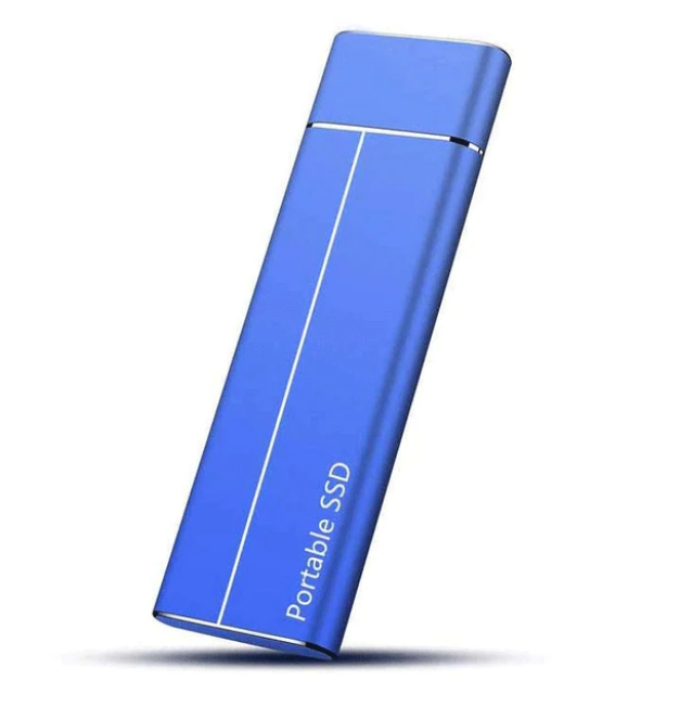 Close-up of a portable SSD with large storage capacity