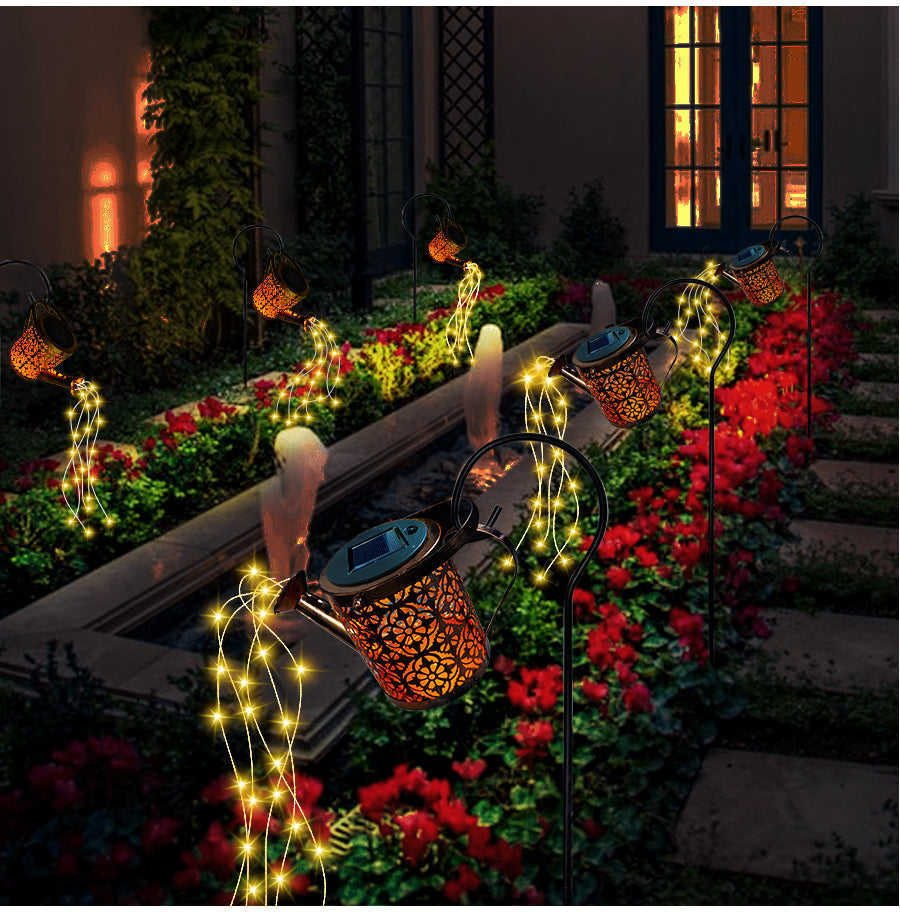 Side view of the black metal garden lantern