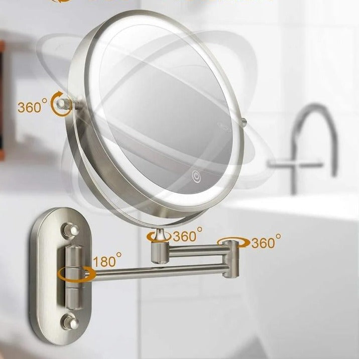 Makeup mirror lit up showing soft LED light