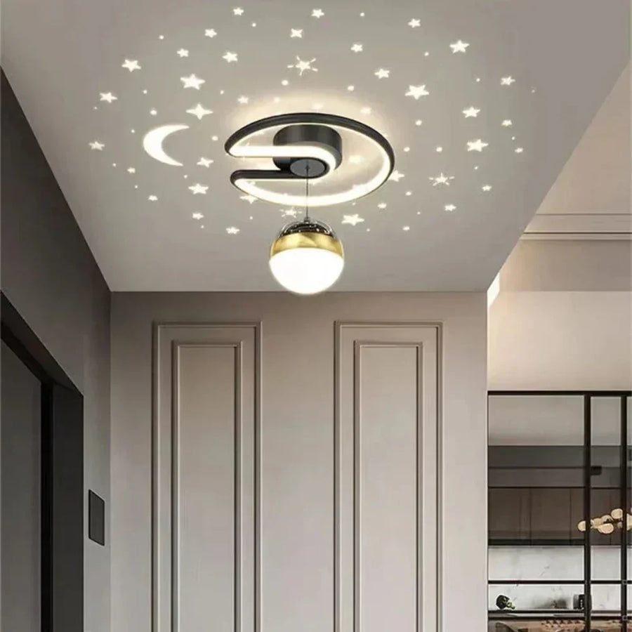 Ceiling light installed in a bedroom setting with ambient lighting