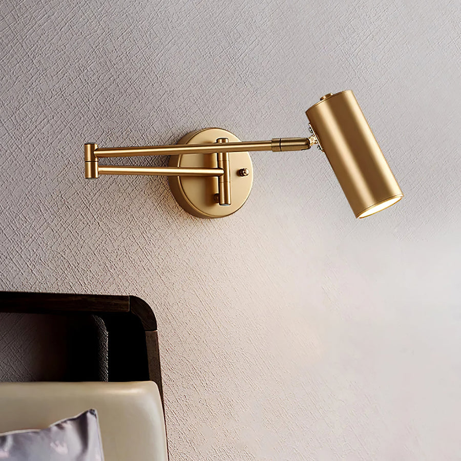 Adjustable arm extended to direct light downward