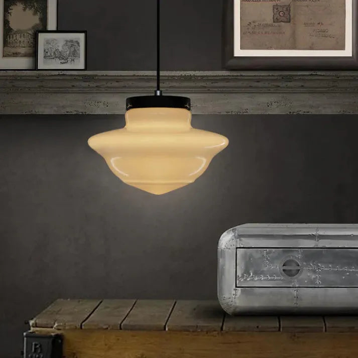 Pendant light hanging in a bedroom setting