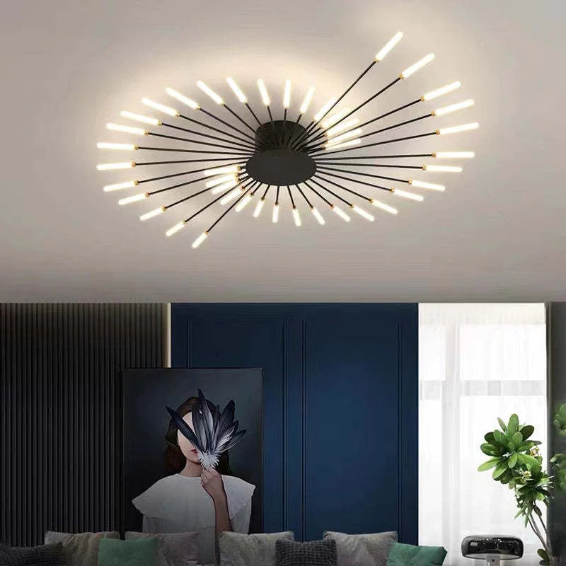 Ceiling light illuminating a modern kitchen area