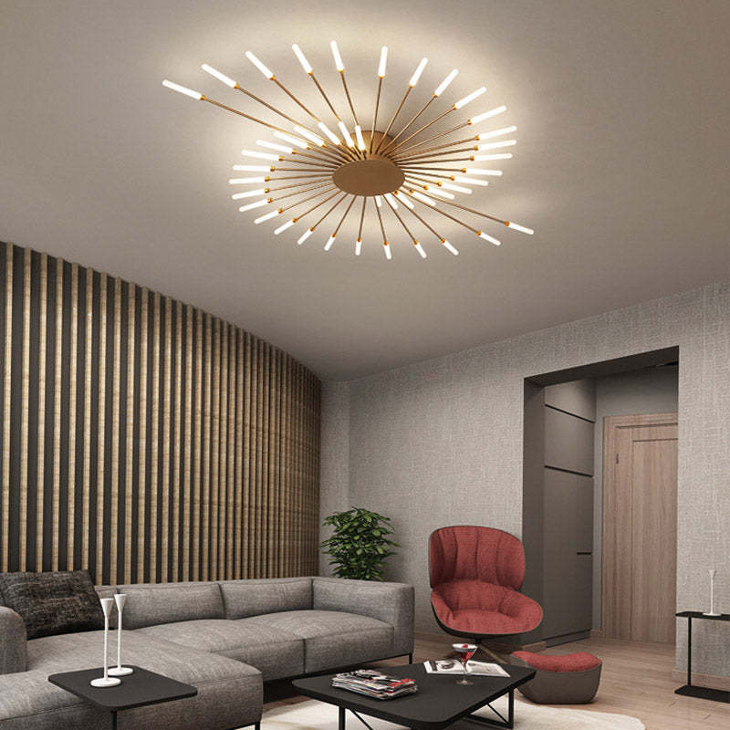 Ceiling light mounted above a cozy reading nook
