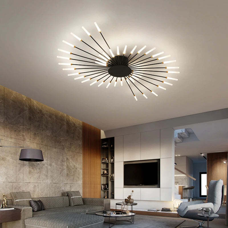 Close-up of the ceiling light's metal frame and diffuser