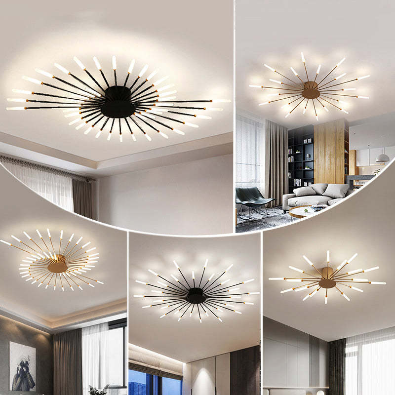 Ceiling light illuminated in a dim room for ambiance