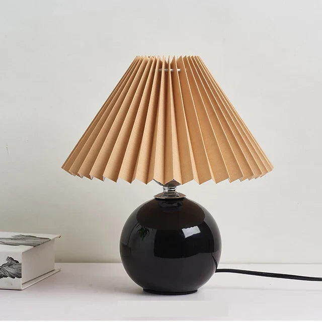 Table lamp on a wooden side table