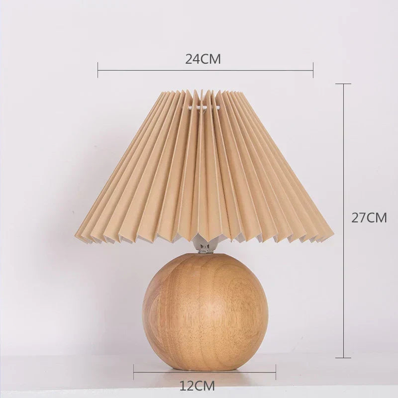 Full view of the pleated vintage table lamp
