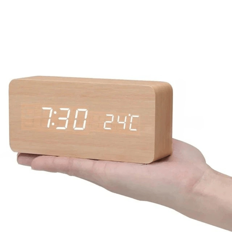 Detail of the wooden triangular clock body