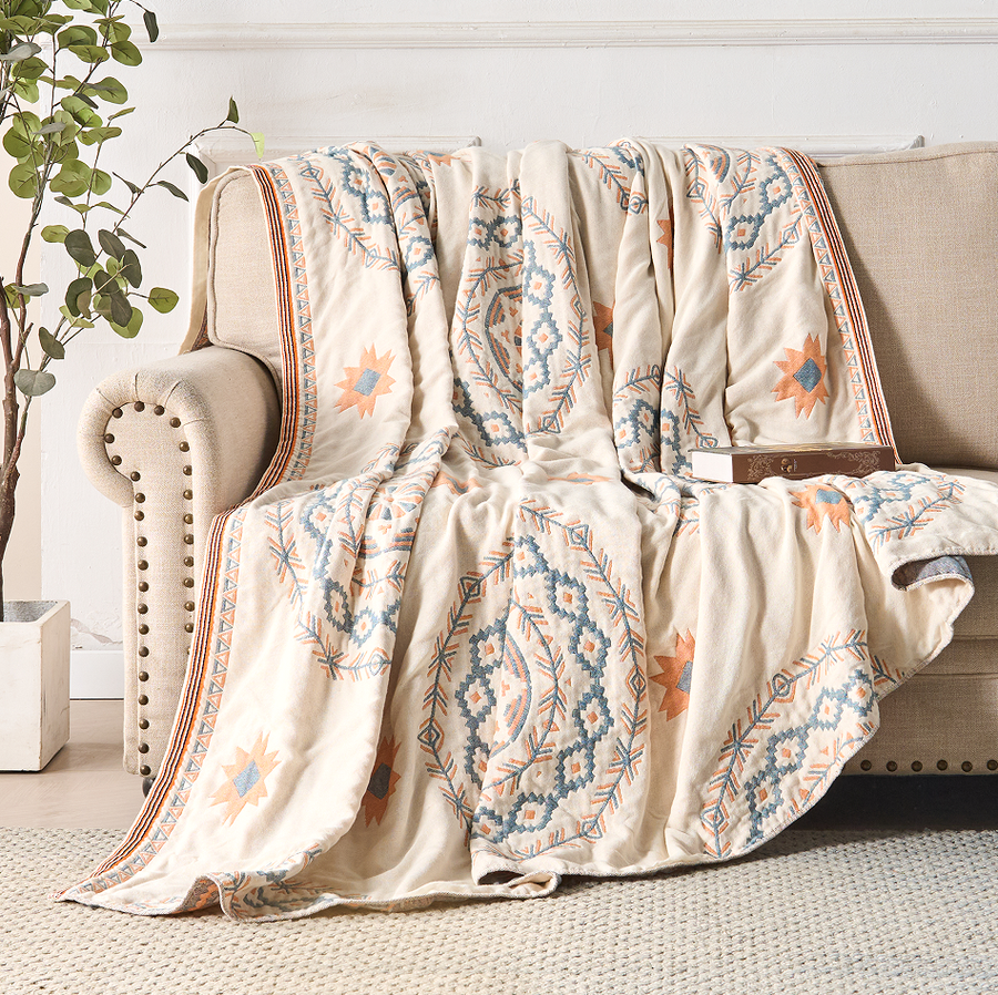 Mandala throw blanket laid out flat